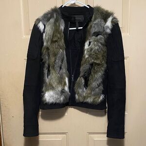 BCBGMaxAzria Black Jacket with Faux Fur